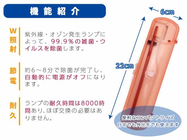 低濃度 オゾン 送料無料 紫外線+オゾン歯ブラシ除菌器 ソレイユコンパクト BS-001 歯科専売品 お口の専門店オリジナル 電池付｜au PAY  マーケット