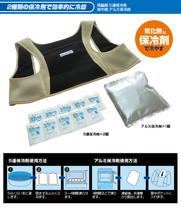 冷却ベスト Br 556 胸囲100cmまでllサイズ相当 ブレイン アイスバックwダブル アルミ保冷剤1個 5連保冷剤2個付き Br556 熱中症の通販はau Pay マーケット さくら電子