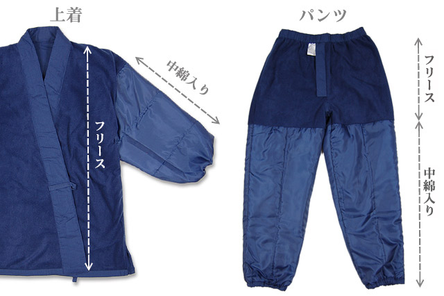 作務衣 冬用 メンズ デニム 裏フリース作務衣 Ｓ〜5Ｌ 上下セット 部屋着 普段着 作業着 あったか ルームウエア_5