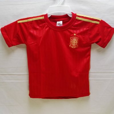 子供用 K014 14 スペイン A.INIESTA*6 イニエスタ 赤金 ゲームシャツ