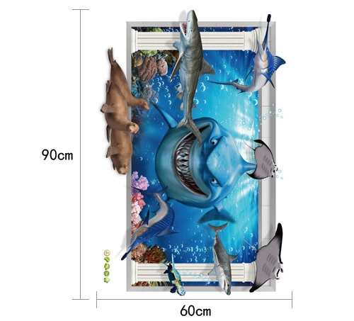 ウォールステッカー サメと魚 海中世界 3d 壁シール かっこいい 鮫 エイ お洒落な 水中 寝室 子供部屋に 貼り直せる ウォールシールの通販はau Pay マーケット 41ウォールステッカー