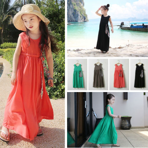 ロングワンピース サマーワンピース グリーン オレンジ ブラウン ブラック おしゃれワンピース の通販はau Pay マーケット 子供服 スマイリーマミー