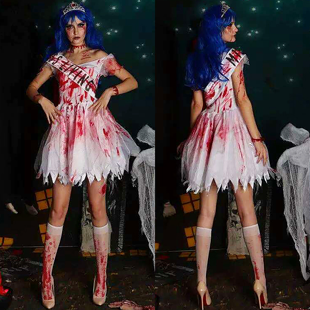 即納 ゾンビ 花嫁 ミニ コスプレ ホラー 怖い おばけ ゴースト 幽霊 コスチューム ハロウィン Halloween 衣装 2点セット 血 仮装の通販はau Pay マーケット 土日祝も即日発送 Fleur フルール