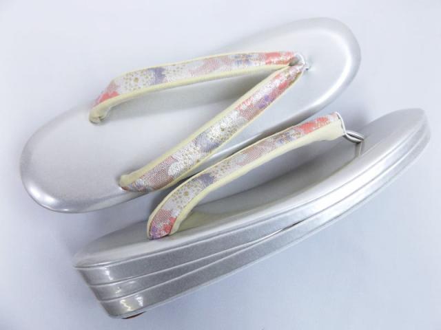 草履バッグセット 帯地 横丸型 ピンク銀地桜ハート 3Ｌ 27ｃｍ 日本製 大きいサイズ 振袖 成人式 卒業式 袴 訪問着 着物_2
