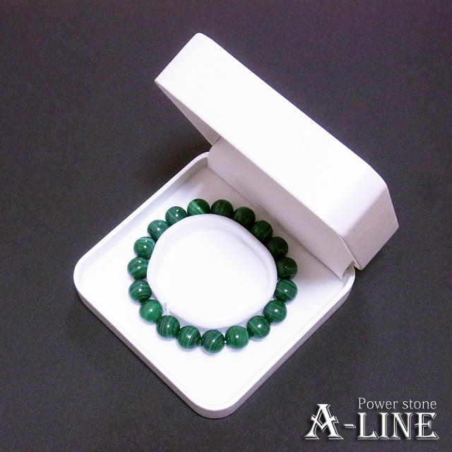 送料無料 パワーストーン ブレスレット心身の癒しや精神安定に AAAマラカイト10ｍｍ 高級ケース付きPW-3146の通販は