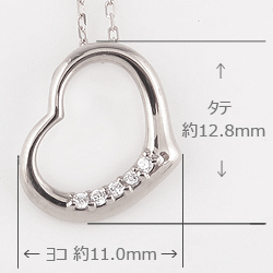 オープンハート ネックレス プラチナ ファイブストーン ダイヤモンド 5