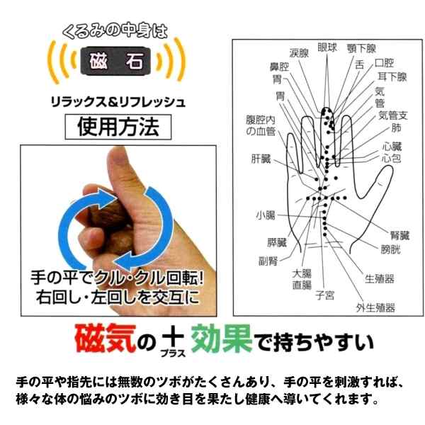 ハイパーミラクルミ (健康グッズ 脳トレ 指先運動 トレーニング リハビリ くるみ 磁石 磁気パワー マグネット ハイパークルミ 手指 ツボ刺激  手のひら 回転) ｜au PAY マーケット