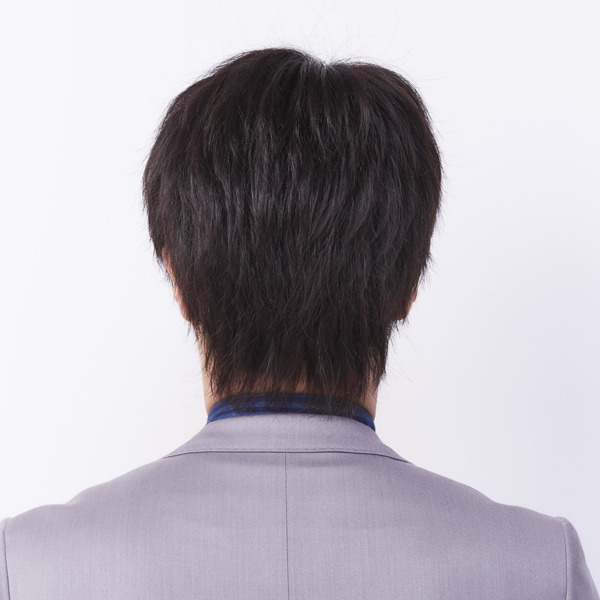 中古男性用かつら白髪交じりの黒髪テープ・接着剤使用可能