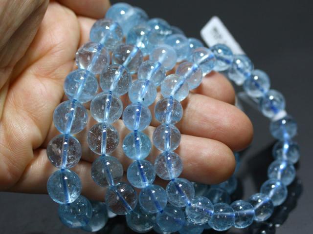 ブルートパーズ 11mm ブレスレット 天然石 パワーストーン 透明度抜群