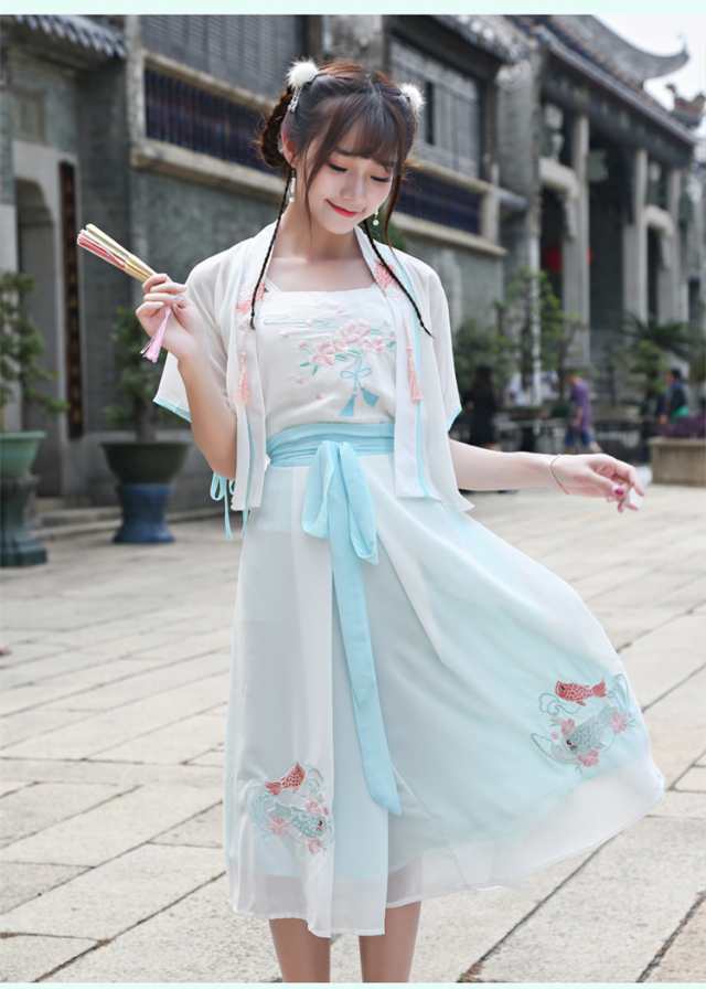 栀】HF146A 漢服 普段着 女の子 復古 かわいい 中華風 スカー-