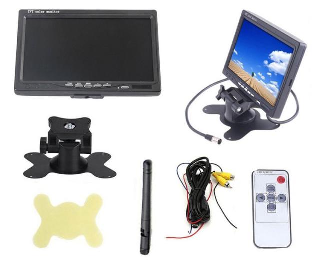 7インチモニター+カメラ2個搭載ワイヤレスバックカメラセット 防水 暗視 無線簡単取り付け 12-24V兼用 2チャンネル OMT78SET_2