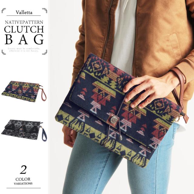 ネイティブ柄クラッチバッグ バッグ クラッチ カバン かばん オルテガ エスニック の通販はau Pay マーケット Valletta バレッタ