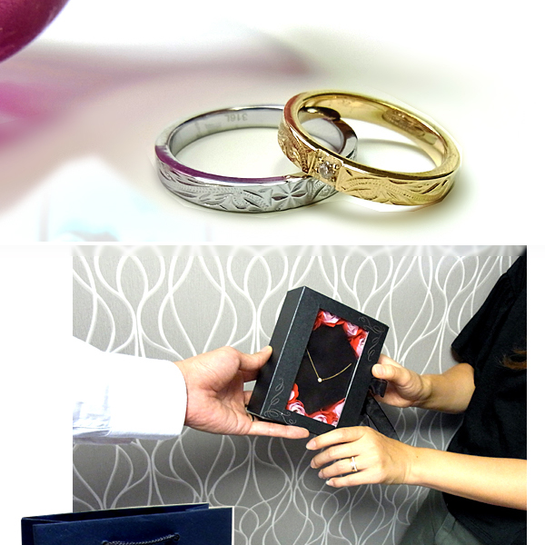 結婚指輪 ペアリング ペア マリッジリング ハワイアンジュエリー 幅広 指輪 地金リング イエローゴールドk18 18金 ミル打ち メンズ セール SALE 送料無料 ペアハワイアンジュエリー ペアリング プレゼント 結婚指輪