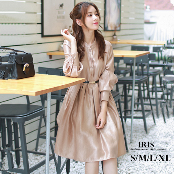 秋ワンピース ドレス 長袖 無地 パーティー 二次会 ミディアム丈 クルーネック Ol 仕事 デート 体型カバーの通販はau Pay マーケット ファッション ハーマー