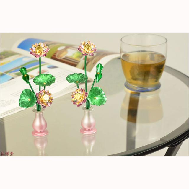 豆常花＋花立セット【艶色（あでいろ）咲れんげ：5本立3.0寸パールピンク】仏壇・仏具　常花　花立　蓮華　花瓶　ミニサイズ　送料無料