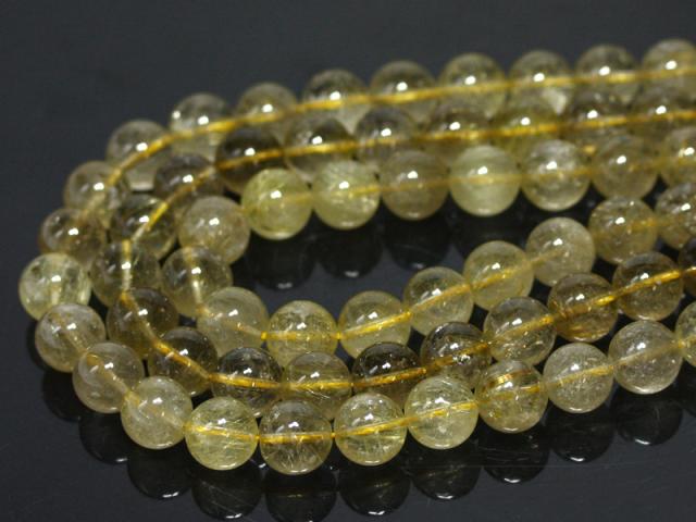 【丸ビーズ】ルチルクォーツ(3A) 12mm (半連 ブレスレット約1本分) パワーストーン