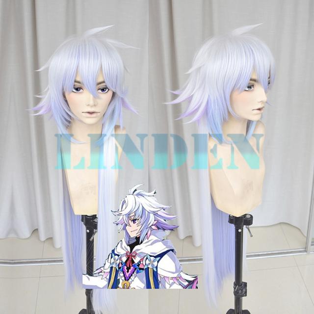 fate grand order caster マーリン ウィッグ かつら ストレート 水色 クラーデション 原宿系 コスプレ アニメ コスチューム ネット付き au pay マーケット