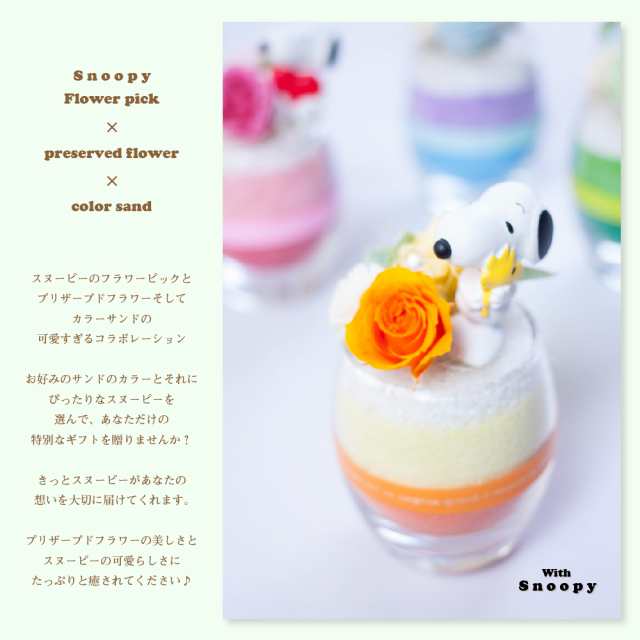 プリザーブドフラワー ギフト スヌーピーといっしょ 花 ガラス 誕生日 結婚記念日 プレゼント プリザードフラワー 送料無料 の通販はau Pay マーケット Ruplan ルプラン