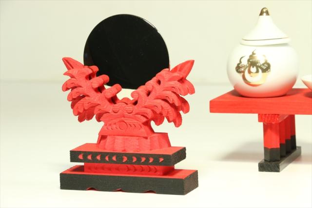 稲荷 神具セット 神棚 神具 お稲荷さん 専用 稲荷神具9点 セット 上彫神鏡 稲荷紋 朱色の 神鏡 八足台 付