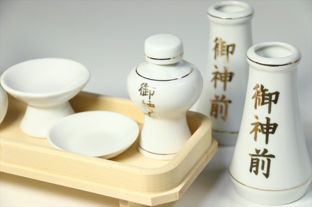 神具セット 神棚 神具 国産 土器セット 御神前 金文字入 高杯仕様 木曽ひのき 長膳付 小・中型 神棚に最適