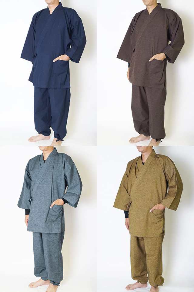 作務衣 メンズ 日本製《久留米絣織-作務衣》綿100％-上下セット M/L/LL