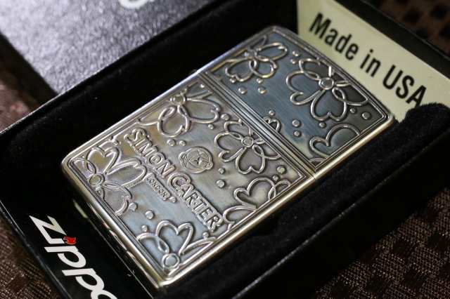 デザイナーZIPPO サイモン・カーター】花柄 シルバー ジッポ ライター