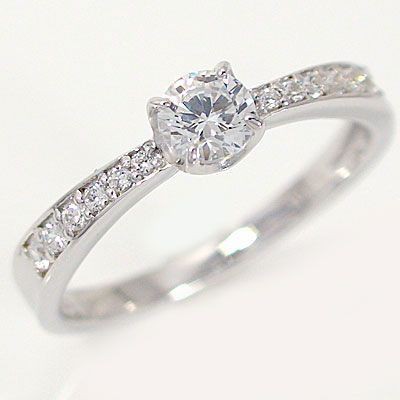 格安販売店舗 0.2ct.E-VS2-3EX(H&C)PTプラチナ婚約指輪（エンゲージリング）ダイヤモンドリング、4本爪 （鑑定書付