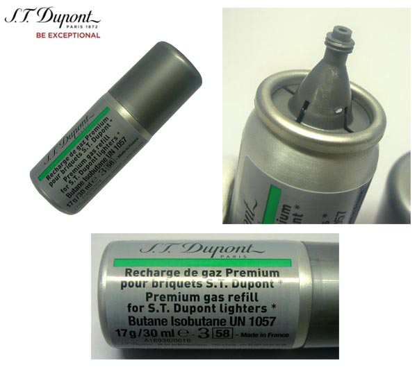 複数回注入型 新品正規品 デュポン(S.T.Dupont)ライター専用ガス(緑色