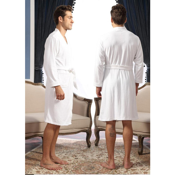 バスローブ レディース メンズ タオル地パジャマ ネグリジェ ルームウェア 長袖 ロングガウン 純白 ホテル仕様 リッチ D751の通販はau Pay マーケット Kuranavi