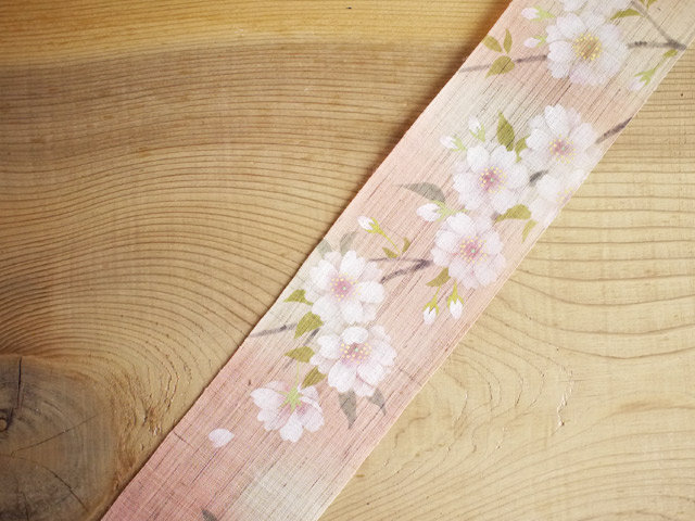 細タペストリー　八重桜　送料無料　京都洛柿庵　和モダン　手描き　タぺストリー　春　桜　和　インテリア　海外土産_1