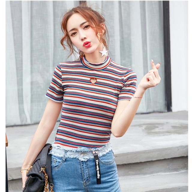 秋冬新作 半袖tシャツハートの切り抜きがポイント マルチボーダーでトレンド盛り トップス リゾート 夏 レディース 冬新作の通販はau Pay マーケット レディスファッション安カワセール Hello