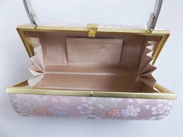 草履バッグセット 帯地 横丸型 淡ピンク銀地ラメ市松桜 3Ｌ 27ｃｍ 日本製 大きいサイズ 振袖 成人式 卒業式 袴 訪問着 着物_3