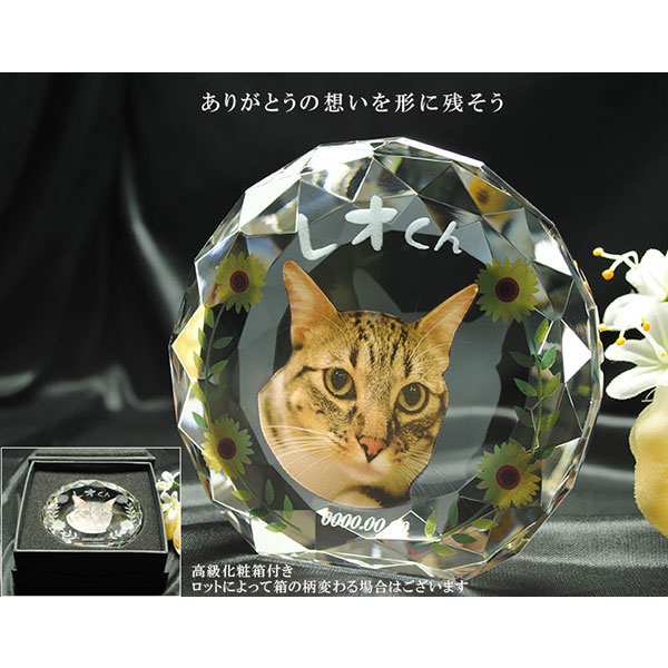 かわいいクリスタルペット位牌【ピュアラブ サークル　サイズA】【UV＋２Dレーザー】犬の位牌　猫の位牌　ペット供養 送料無料