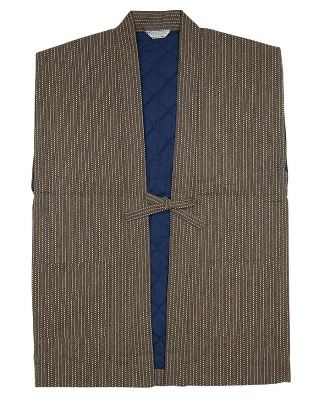 はんてん 袖なし 日本製 刺し子-綿入り ポンチョ ベスト 2040