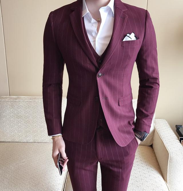 メンズスーツ 3点セット ベスト セットアップ ビジネス パンツ 紳士服 礼服 結婚式 二次会 入学式 卒業式 ストライプの通販はau Pay マーケット すのーぱせり