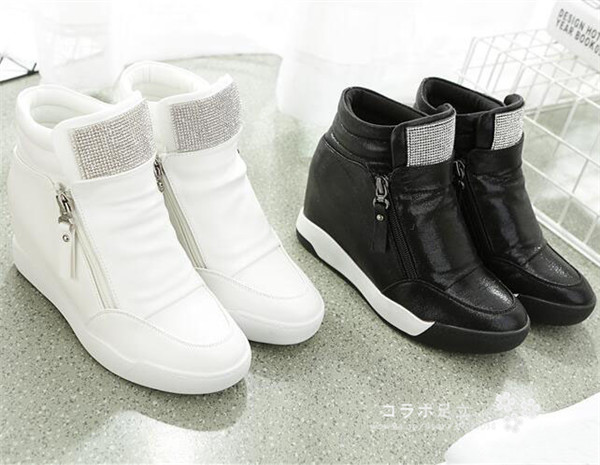 8cm身長up インヒールスニーカー レディース ハイカット ジップ ホワイト 厚底スリッポン Blingbling 暖かい 秋冬スニーカー の通販はau Pay マーケット コラボ足立
