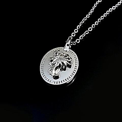 LION HEART/ライオンハート【ステンレスアクセ】メンズ S ライオンモチーフコイントップ ステンレスネックレス　LHMN010H（送料無料）