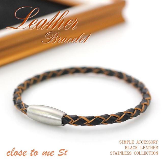 レザーブレスレット メンズ サージカルステンレス 316l レザー アクセサリー レザーアクセサリー Close To Me ステンレス 本革 ブラック の通販はau Pay マーケット アクセサリーショップバルザス