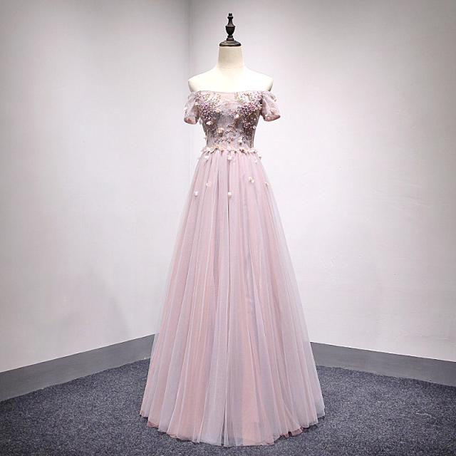 高品質 ロングドレス パーティドレス ナイトドレス ワンピース オフショルダー  二次会 発表会 演奏会 オーダーサイズ可能 D006の通販は