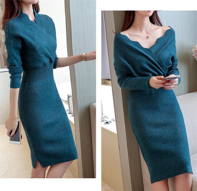 短納期ワンピース ニットワンピース タイトワンピ レディース ひざ丈ワンピース フリーサイズ パーティー 長袖 通勤 二次会の通販はau Pay マーケット ヨシコ商事