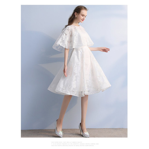 パーティードレス 袖あり 結婚式 ドレス 大人 ドレス ウェディングドレス ドレスパーティドレス お呼ばれドレス 白 ケープ風 可愛いの通販はau Pay マーケット フジモトショップ