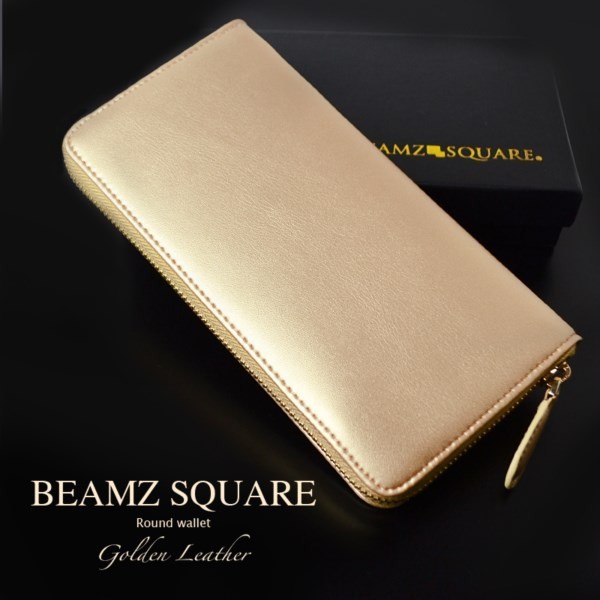 長財布 本革 メンズ 牛革 オールゴールドカラーRF レザー 本革 BEAMZ SQUARE クリスマス ギフトの通販は