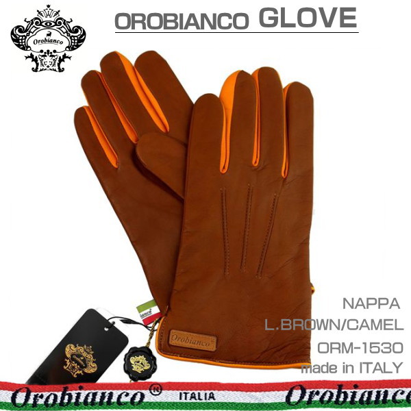 オロビアンコ メンズ手袋 イタリー製 グローブ NAPPA 洋革 ORM-1530 ライトブラウン キャメル ギフト プレゼント 誕生日 クリスマス