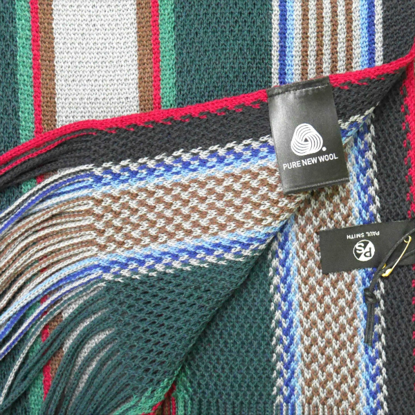 ポールスミス マフラー グレーxグリーン系 メリノウール PAIL SMITH