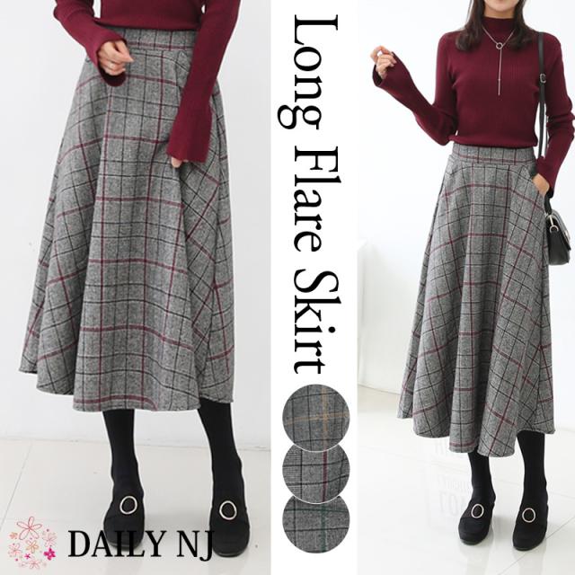 新作 レディース スカート ボトムス フレアスカート ロングスカート 秋冬 大人可愛い 暖かい グレンチェック 韓国ファッション Ws17の通販はau Pay マーケット Daily Nj