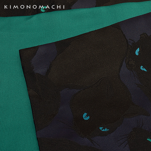 京袋帯「暗闇に黒猫」全通柄 袋名古屋帯 カジュアル帯 化繊帯　KIMONOMACHI オリジナル_2