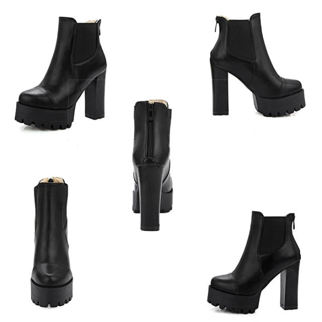ショートブーツ レディース 小さいサイズ 大きいサイズブーツ ミドルヒール プラットフォーム 厚底 太ヒール ハイヒール ブーティ 靴 冬 の通販はau Pay マーケット 中天商事