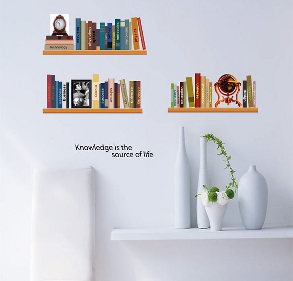 ウォールステッカー ブックシェルフ 本棚 ペーパーシール 知的な 洋書 時計 置物 オードリー 貼れる剥がせる 書斎 オフィス 壁ステッカーの通販はau Pay マーケット 41ウォールステッカー