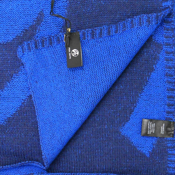 ポールスミス マフラー ネイビーxブルー系 メリノウール PAIL SMITH