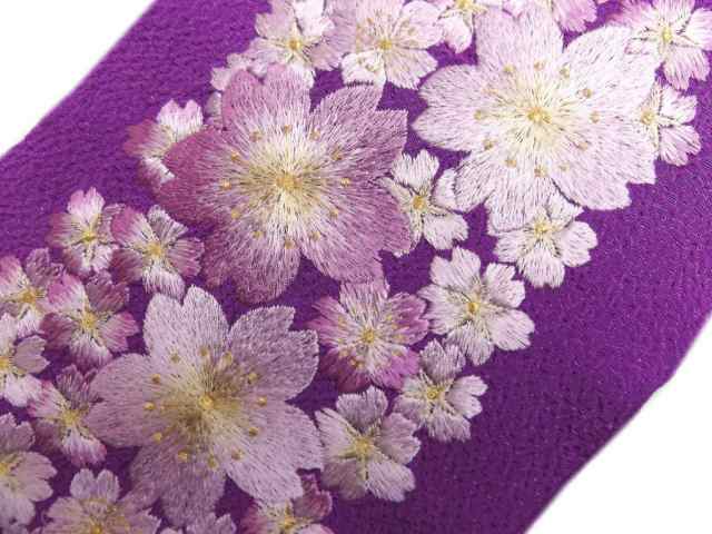 半衿 半襟 刺繍 紫色地金糸入り薄紫桜桜 振袖 成人式 卒業式 袴 着物 女性用 レディース｜au PAY マーケット